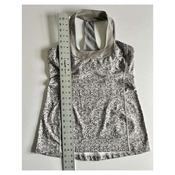 Lululemon Scoop Neck Tank Luon Petite Fleur Silver Spoon Ambient Grey Size 10 - Picture 10 of 14